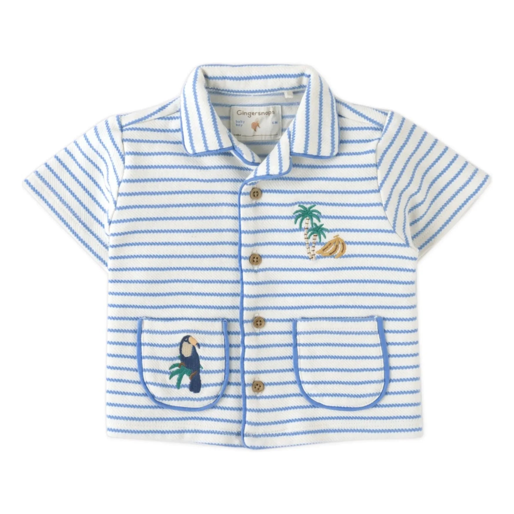 Gingersnaps - Ben Striped Textured Shirt | White