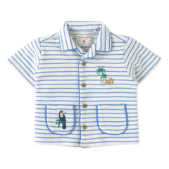 Gingersnaps - Ben Striped Textured Shirt | White