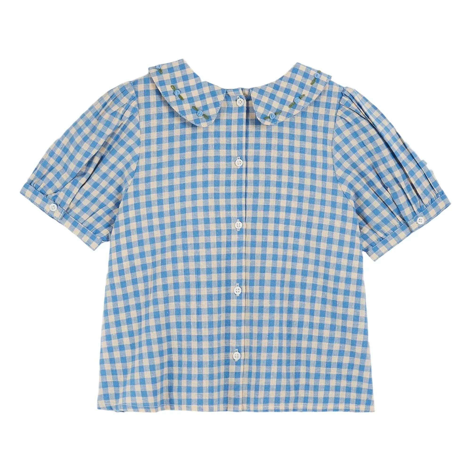 Emile et Ida - Lagoon Vichy Blouse | Blue