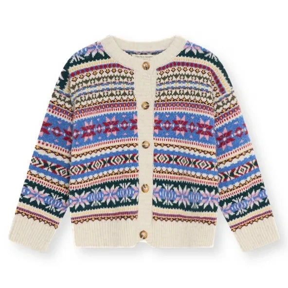 the new society - Caia Jacquard Cardigan Made from Recycled Fibers | Blue