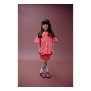 Sticky Lemon - Ruffled and Checked Lemon Shorts | Coral