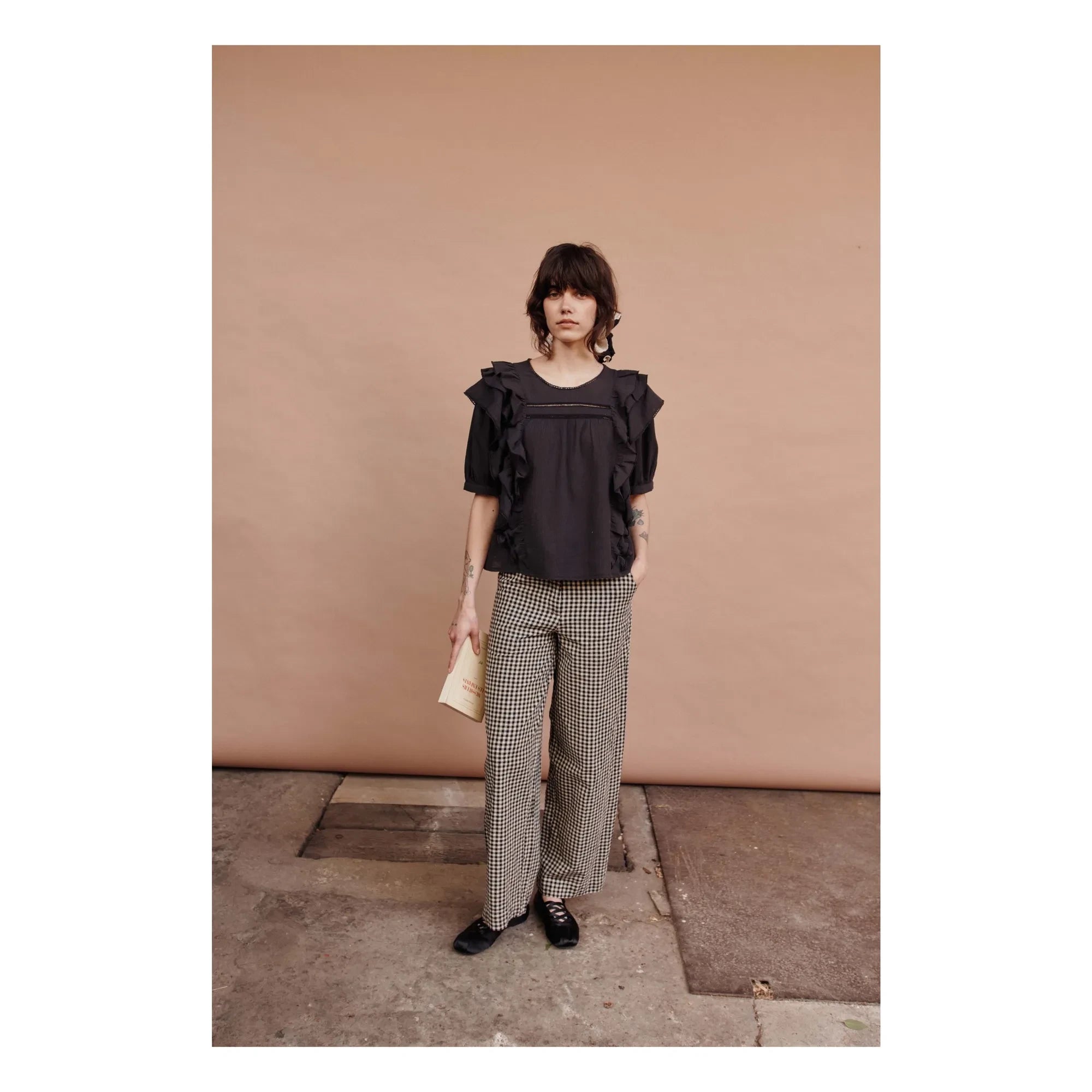 Emile et Ida - Cotton Vichy Pants | Black