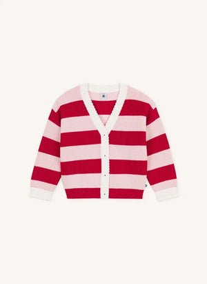 Petit Bateau - Yün Çizgili Hırka | Pembe