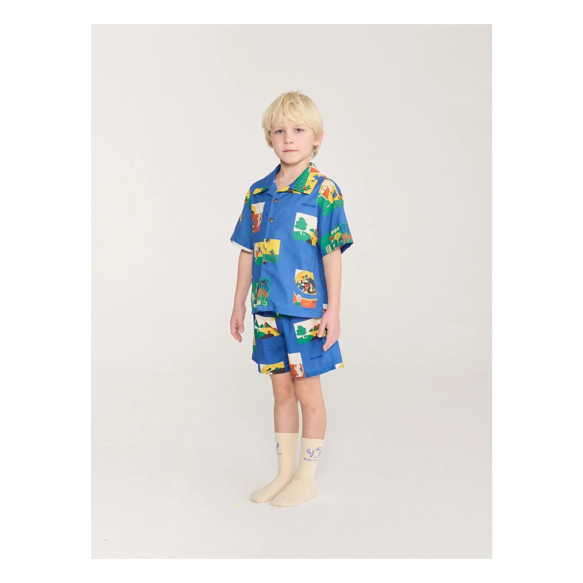 Bobo Choses - Pickles Organic Cotton Shirt and Shorts Set | Royal blue