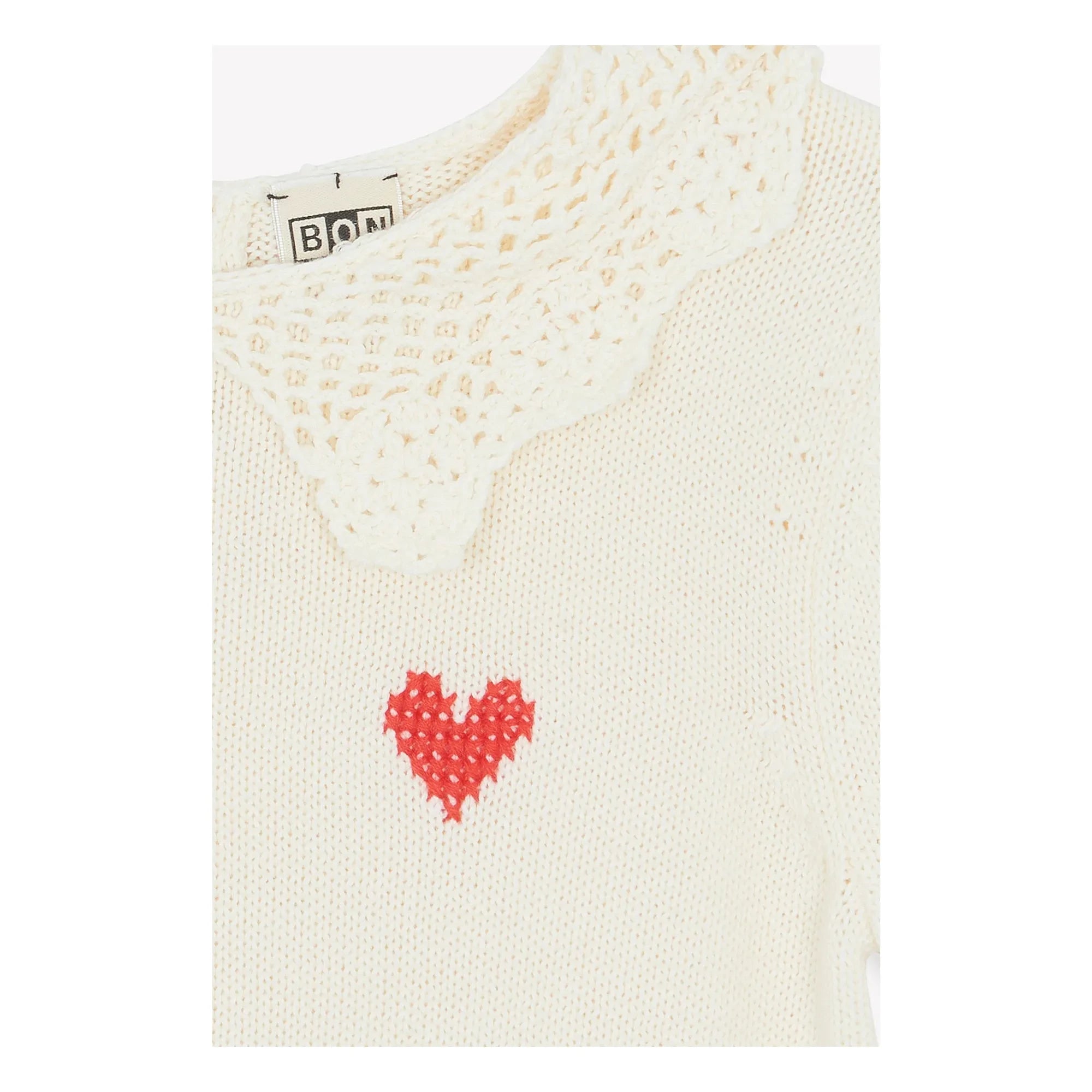 Bonton - Niko Short-Sleeve Claudine Collar Sweater | Ecru