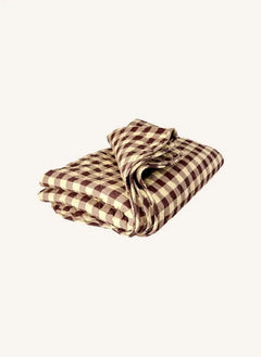 Rice - Vichy Quilted Blanket | Brown