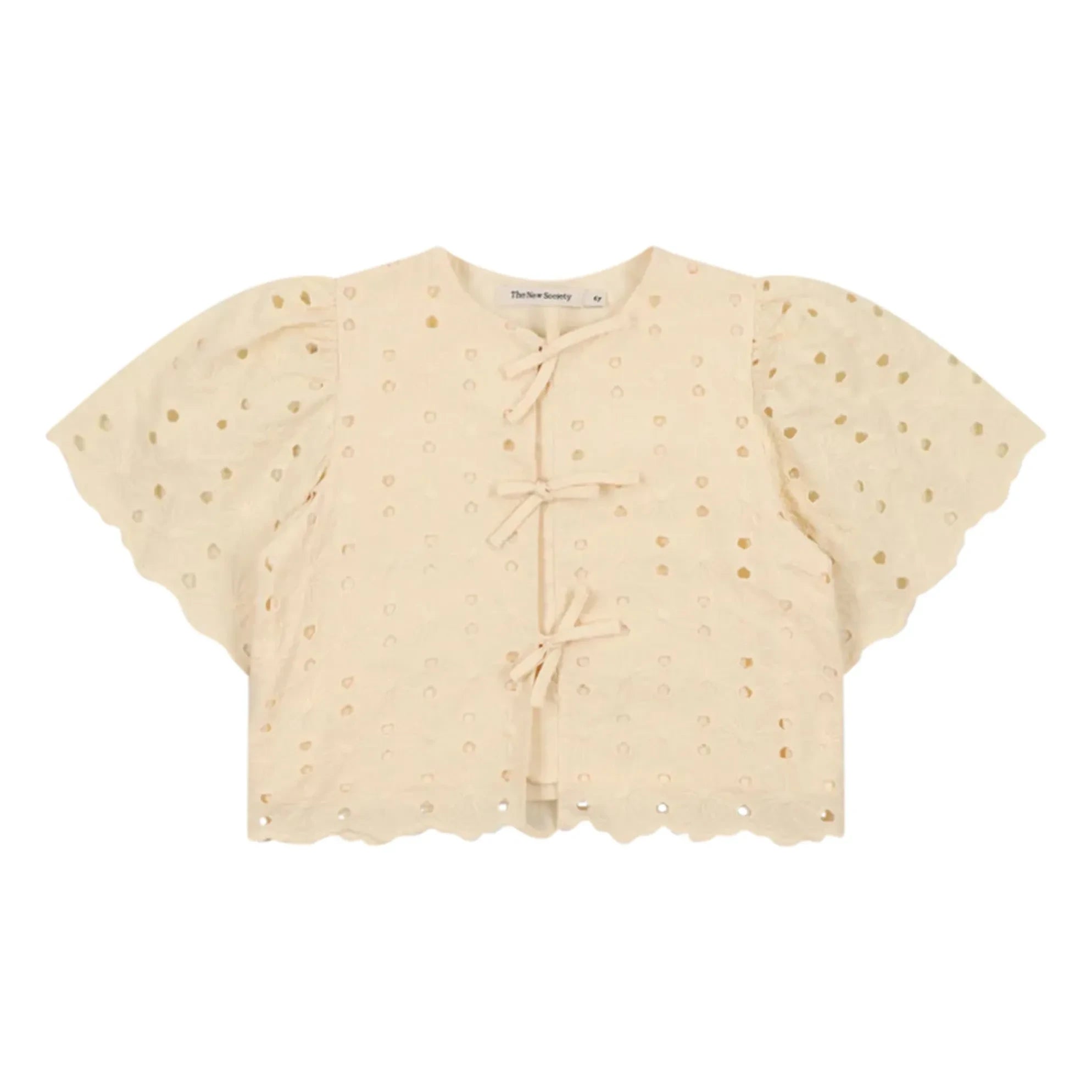 the new society - Broderie Anglaise Creta Bluz | Bej