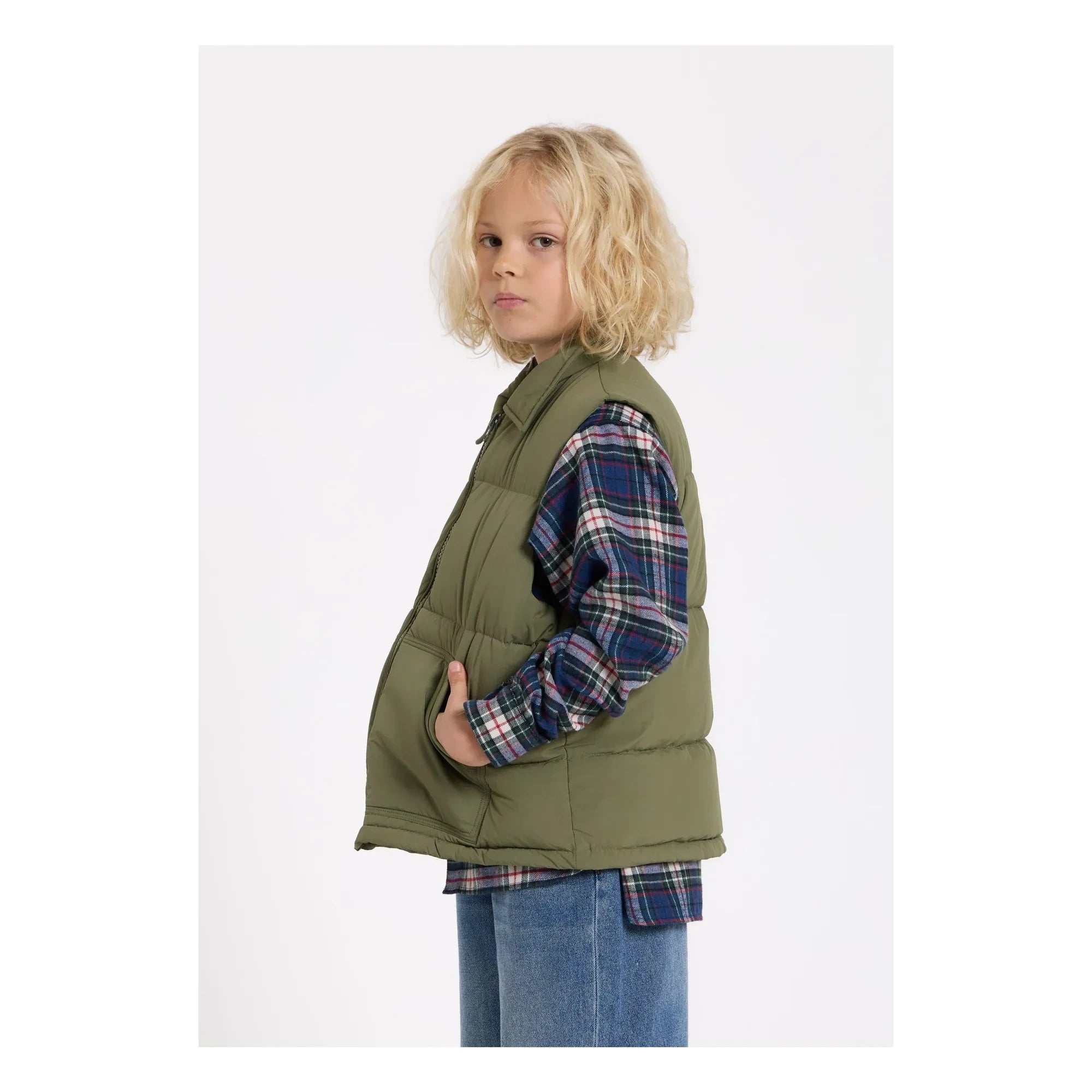 Finger in the Nose - Snowshirt Genuine Goose Down Sleeveless Down Jacket | Khaki