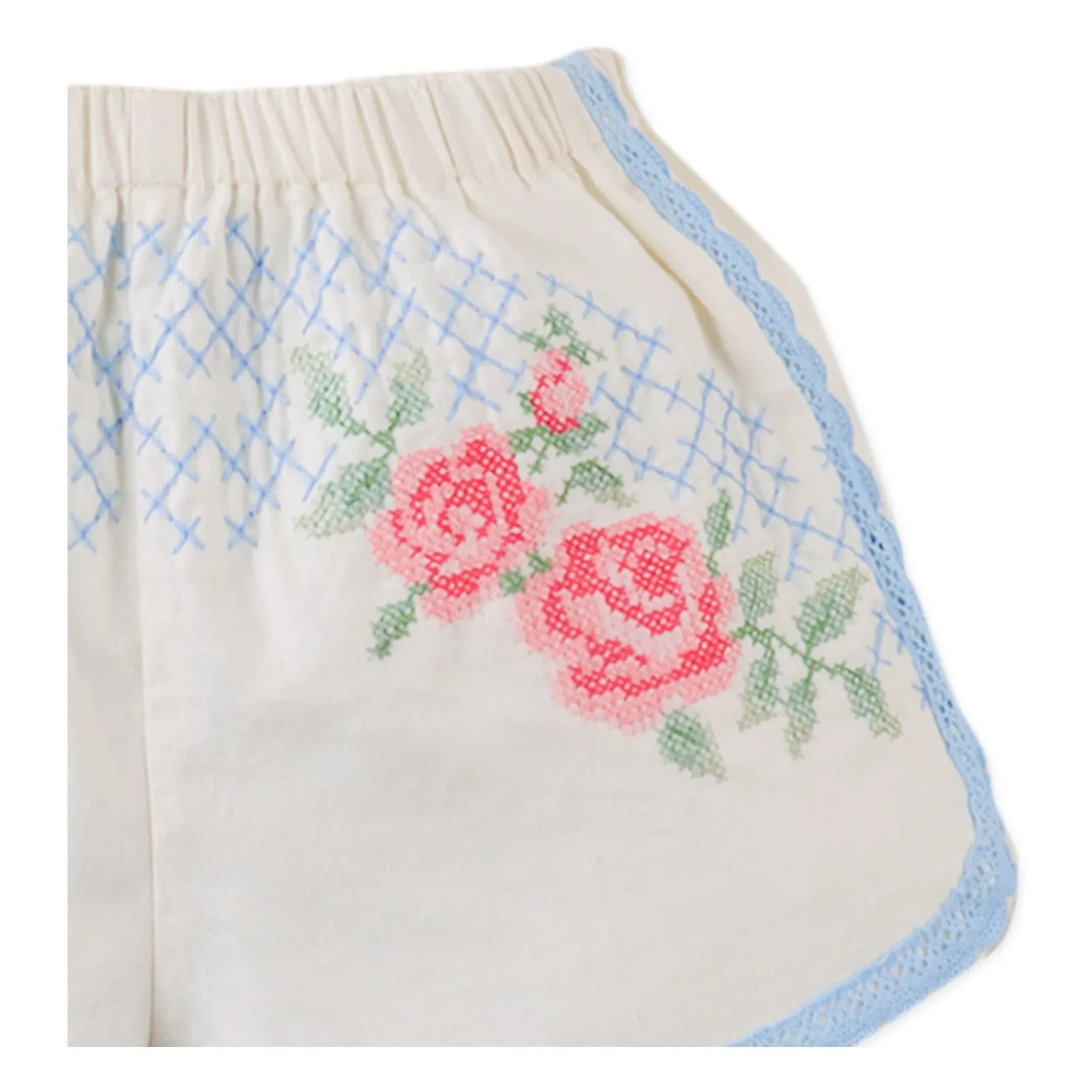 Gingersnaps - Nelly Lace-Detail Linen Shorts | Off-White