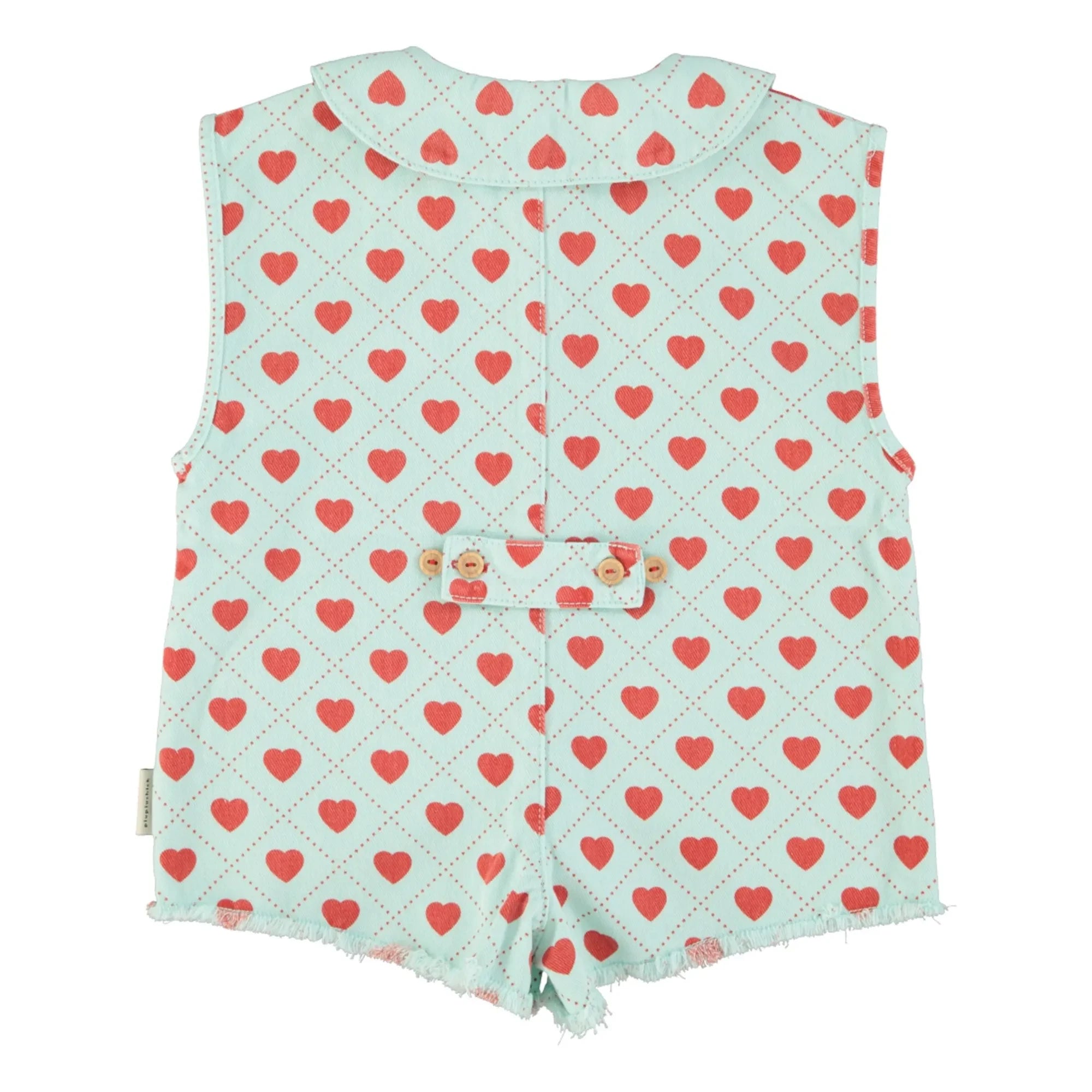 Piupiuchick - Twill Heart Romper | Light Blue
