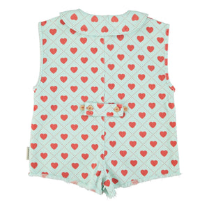 Piupiuchick - Twill Heart Romper | Light Blue