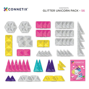 Connetix - Simli Tek Boynuzlu At paketi - 56 parça | Glitter