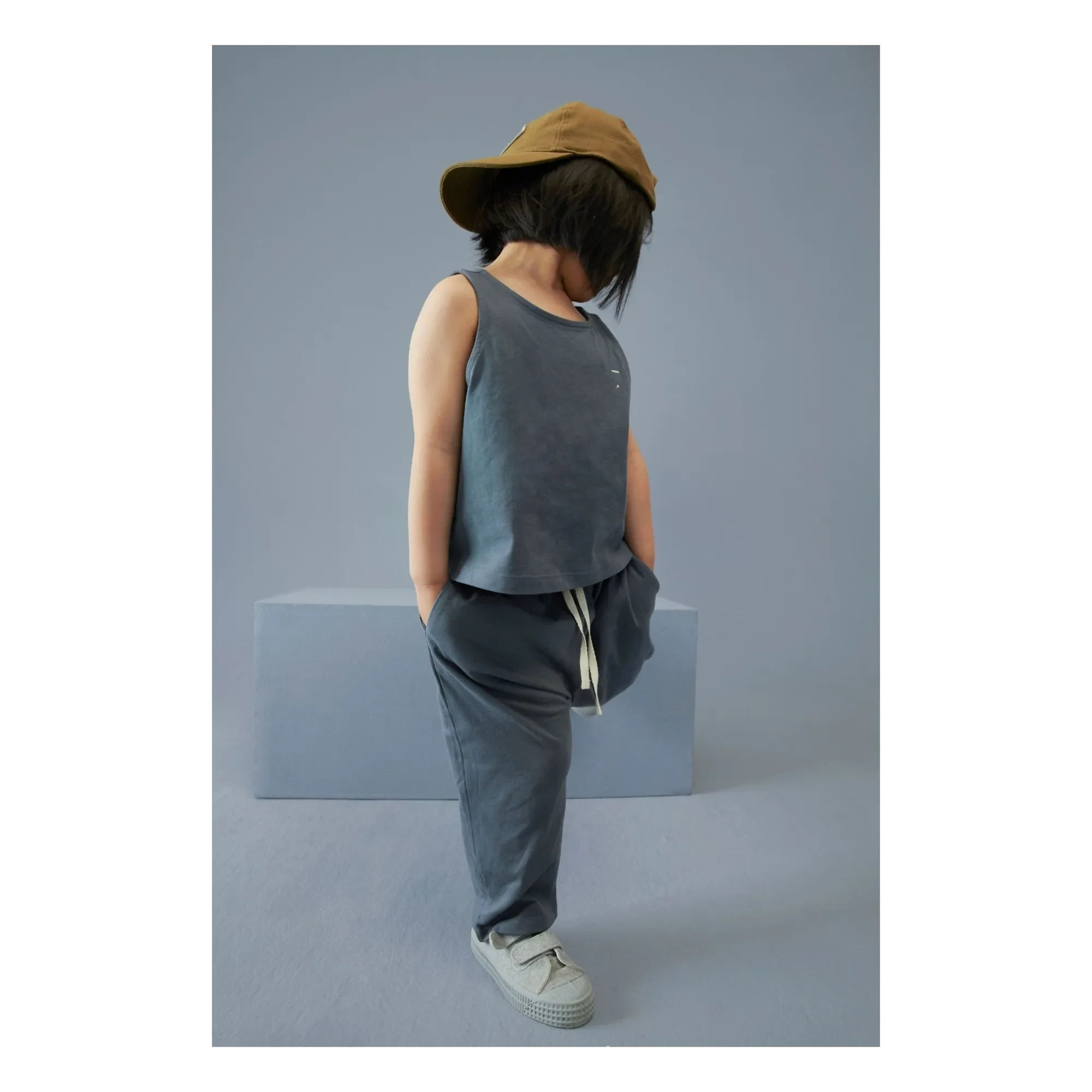Gray Label - Box-Shaped Organic Cotton Top | Gray Blue