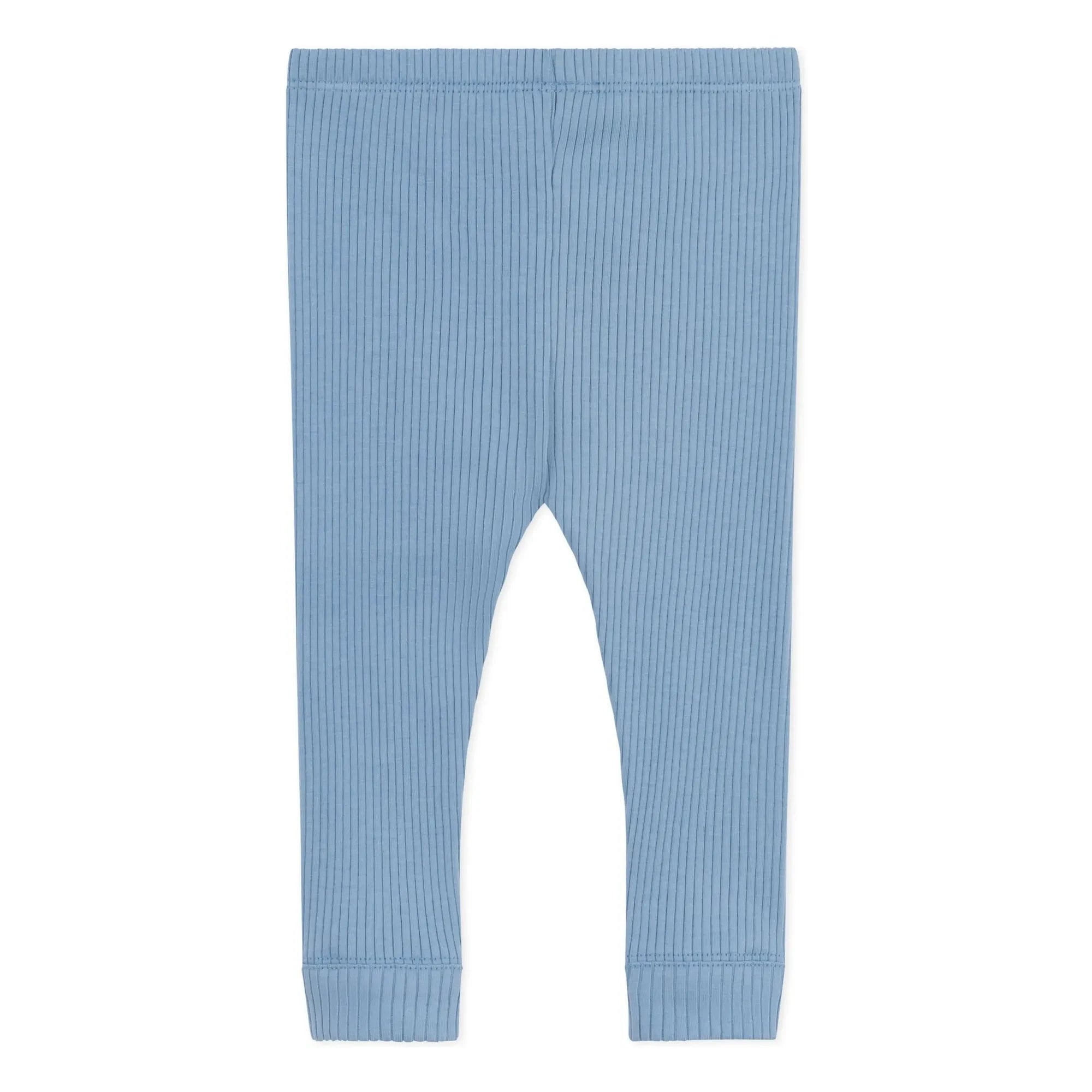 Petit Bateau - Organic Cotton Logo Ribbed Leggings | Light Blue