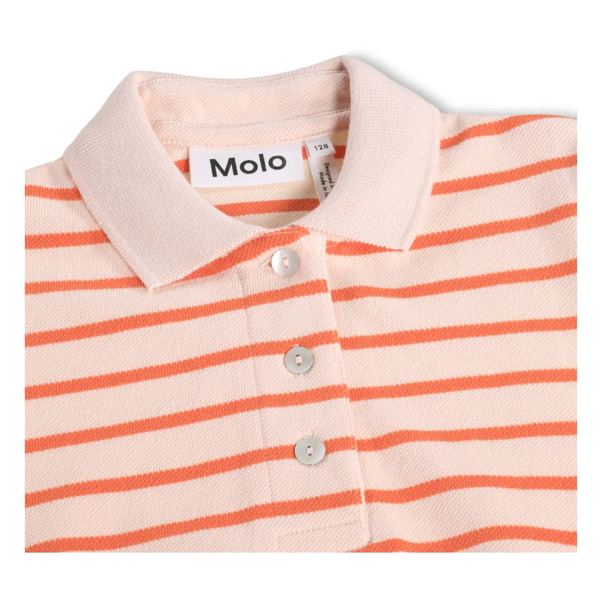 Molo - Raki Striped Organic Cotton Polo Shirt | Light Pink
