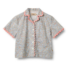 Wheat - Lace Vilma Fleurie Organic Cotton Shirt | Light blue