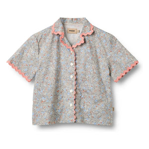 Wheat - Lace Vilma Fleurie Organic Cotton Shirt | Light blue