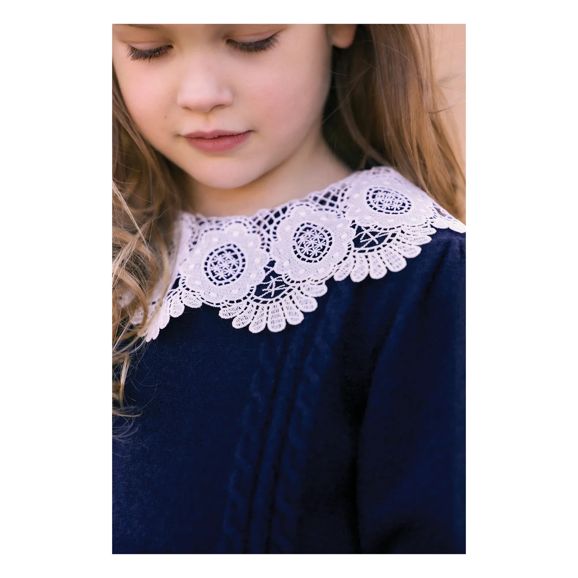 Tartine et Chocolat - Bükümlü Dantel Yaka Kazak | Lacivert