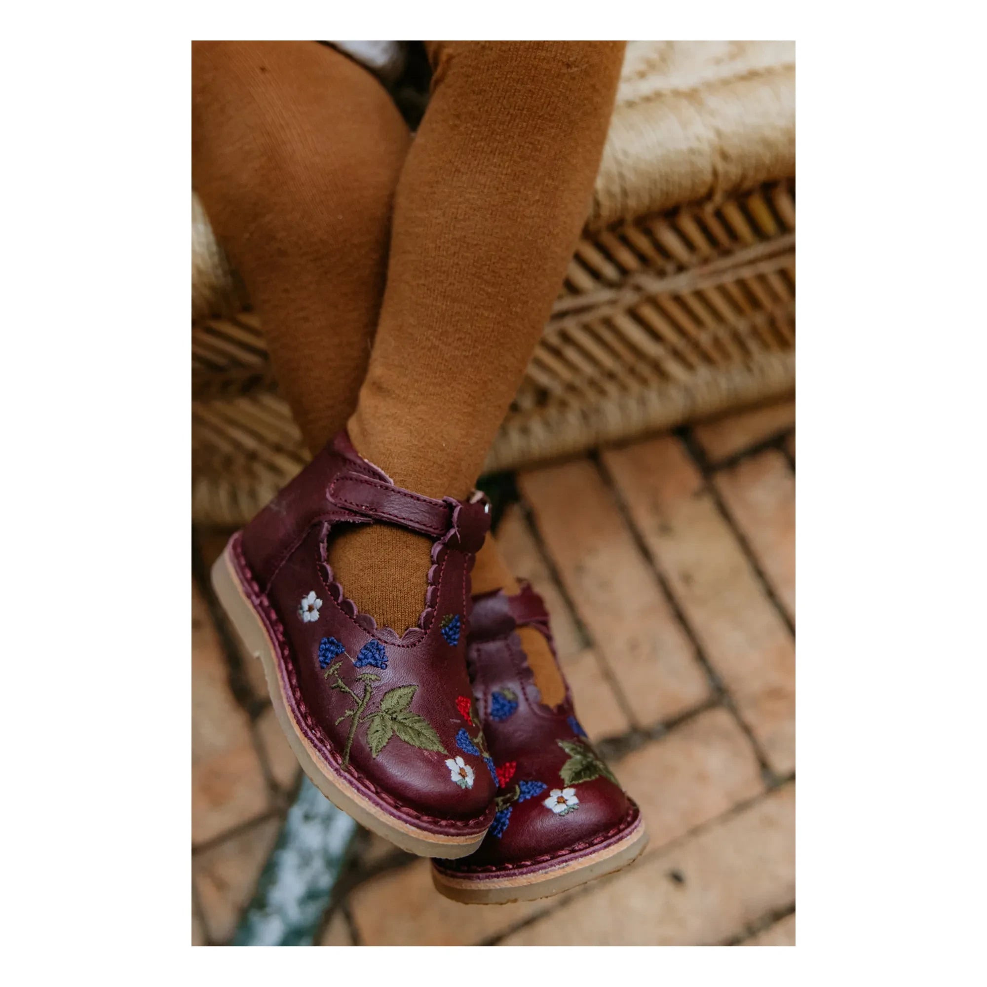 Petit Nord - T-Bar Combed Baby Shoes - Uniqua Collection | Plum