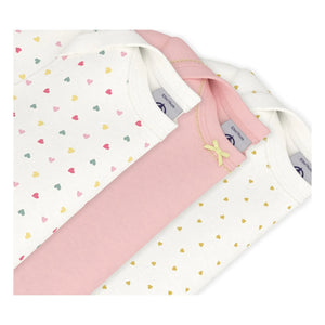 Petit Bateau - Pack of 3 Mini Heart Organic Cotton Bodysuits | White