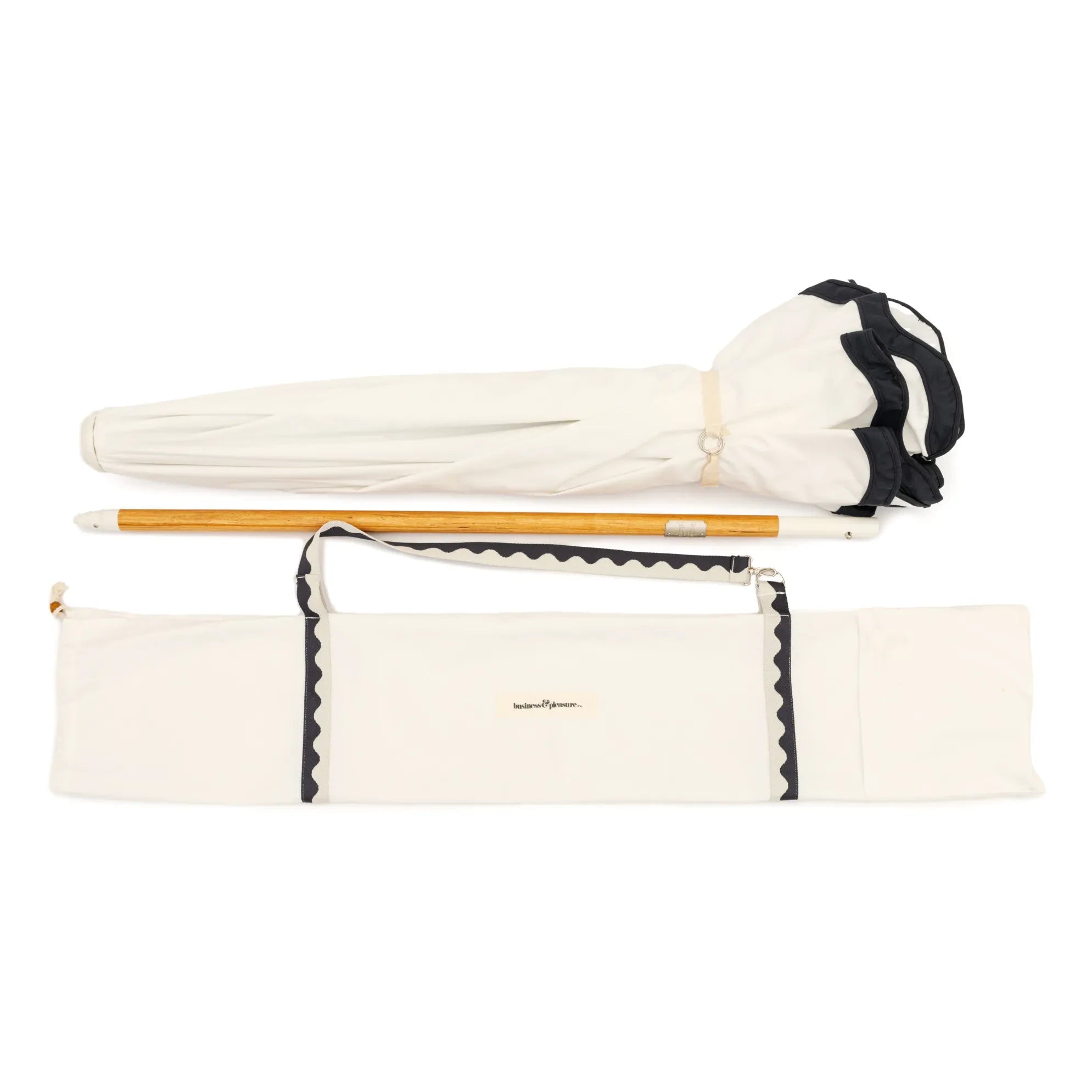 Business & Pleasure Co. - Amalfi Wooden Handle Parasol | White