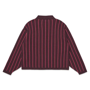 Main Story - Organik Pamuklu Çizgili V Yaka Sweatshirt | Bordo