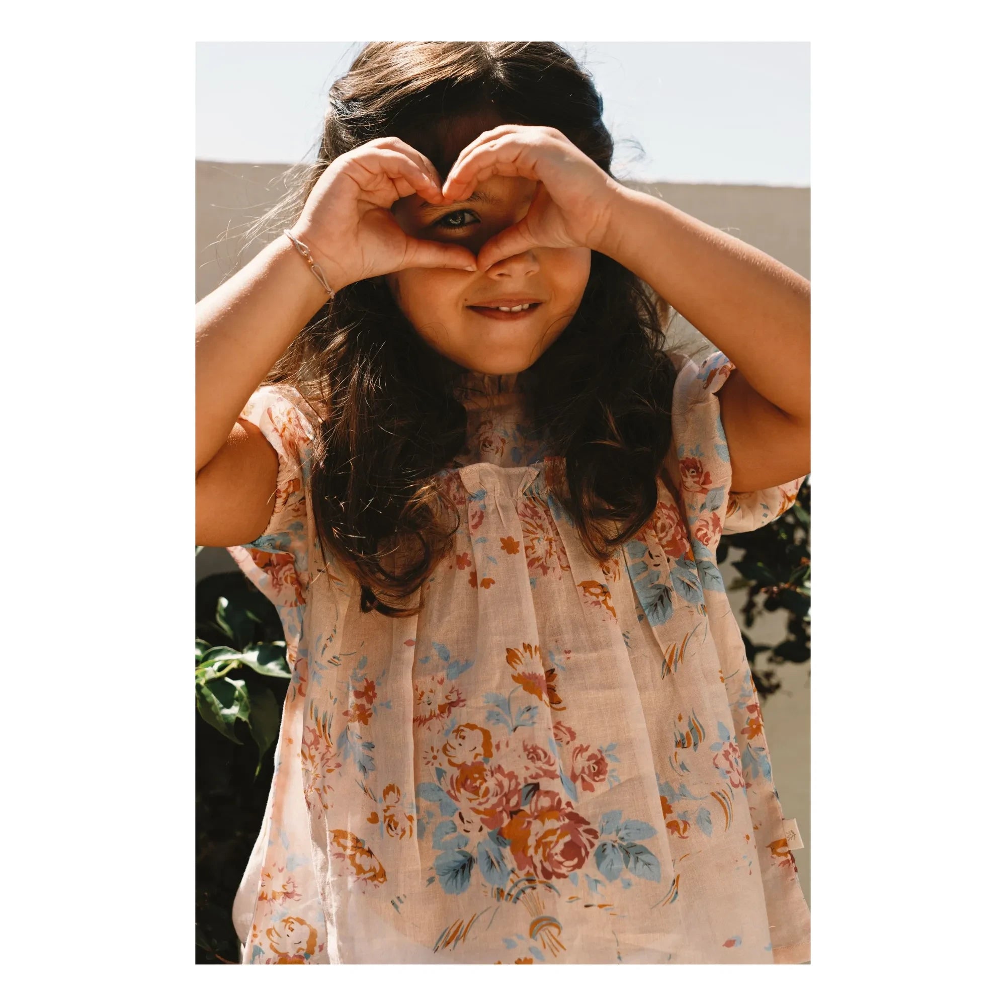 Lilinoa - Elise Çiçekli Pamuklu Bluz | Şeftali