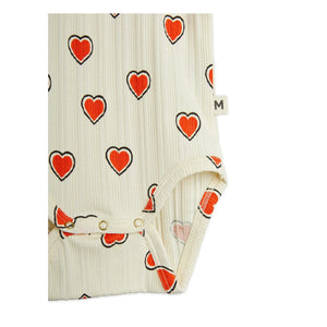 Mini Rodini - Organic Cotton Heart Body and Leggings Set | Ecru