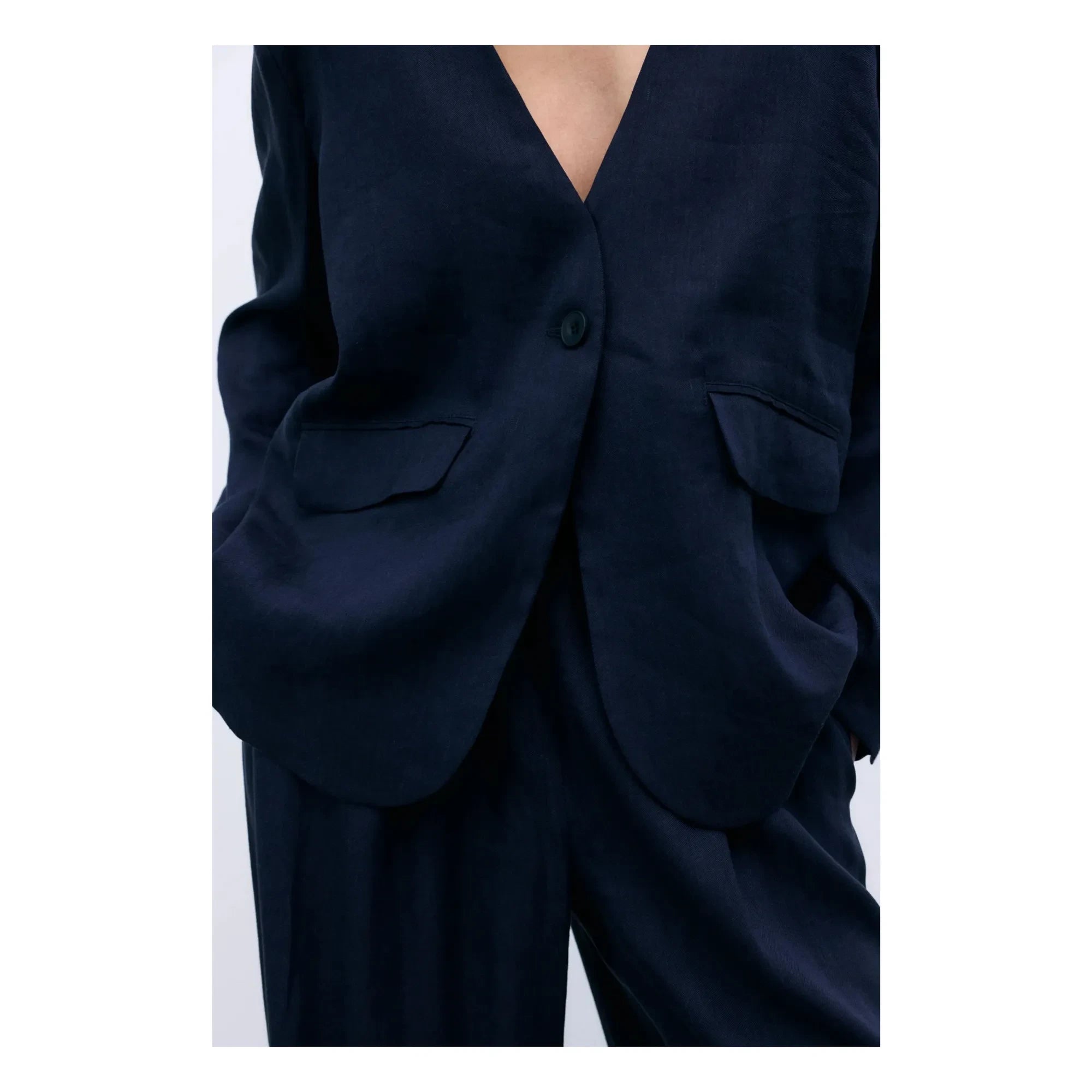 the new society - Blazer Luz Linen | Midnight blue