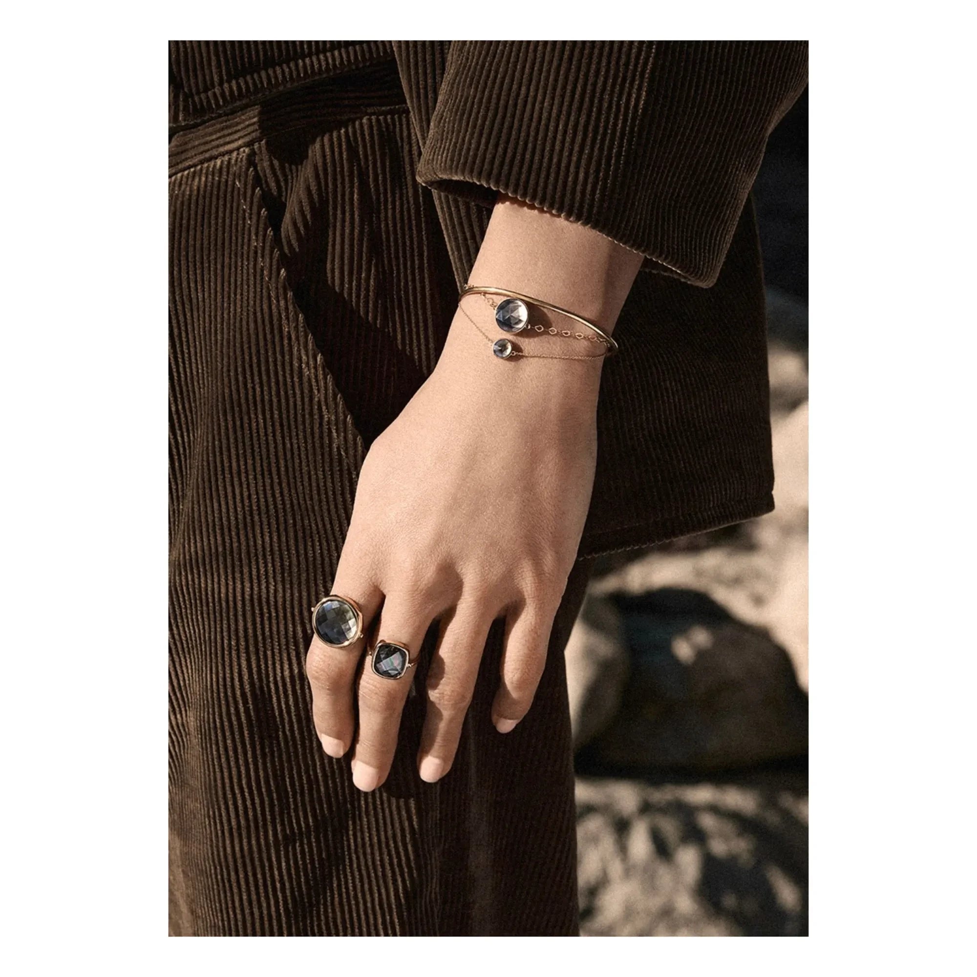 Ginette NY - Disc Mini Pixie Ever Black Bracelet | Rose Gold