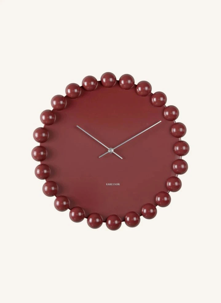 Present Time - Cadiz Dotty Wall Clock | Burgundy