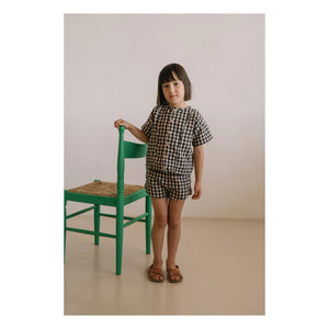 Studio Bohème - Georgette Gingham Organic Cotton Gauze Shorts | Black