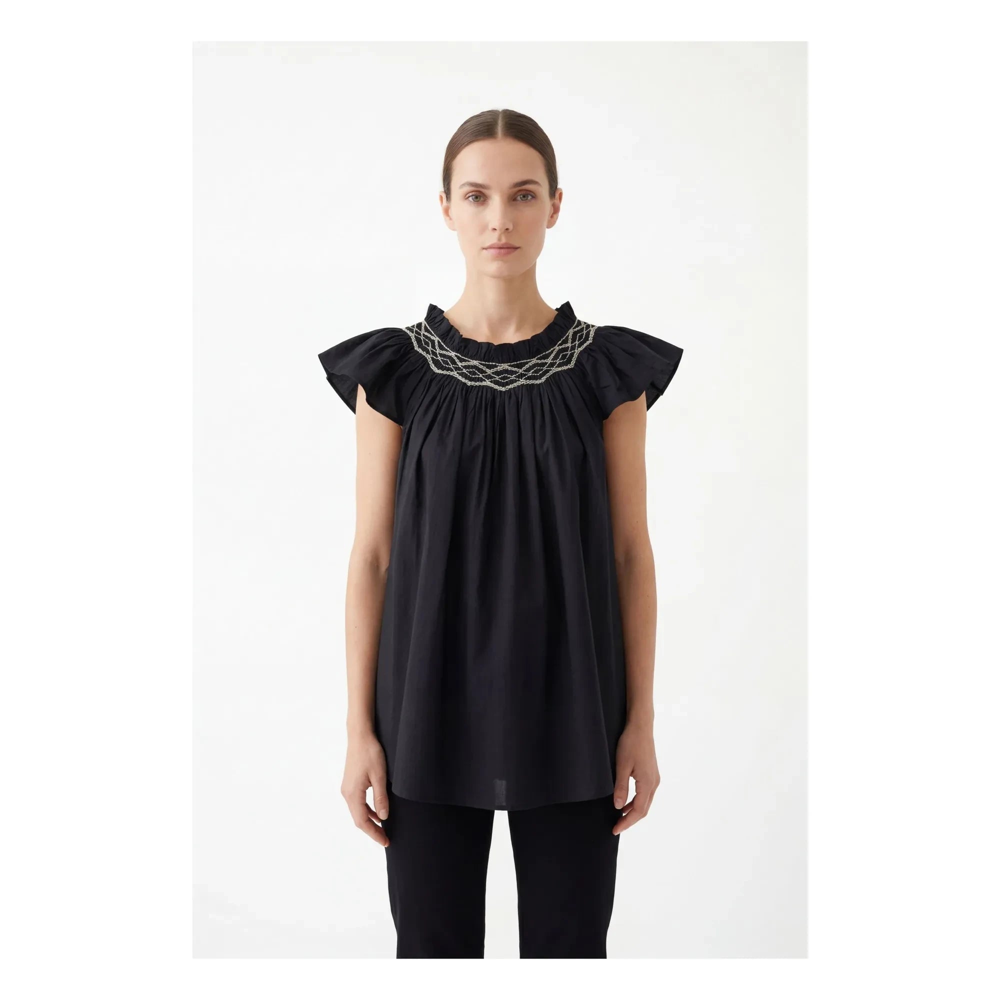 BELLEPIECE - Mykonos Cotton Poplin Top | Black