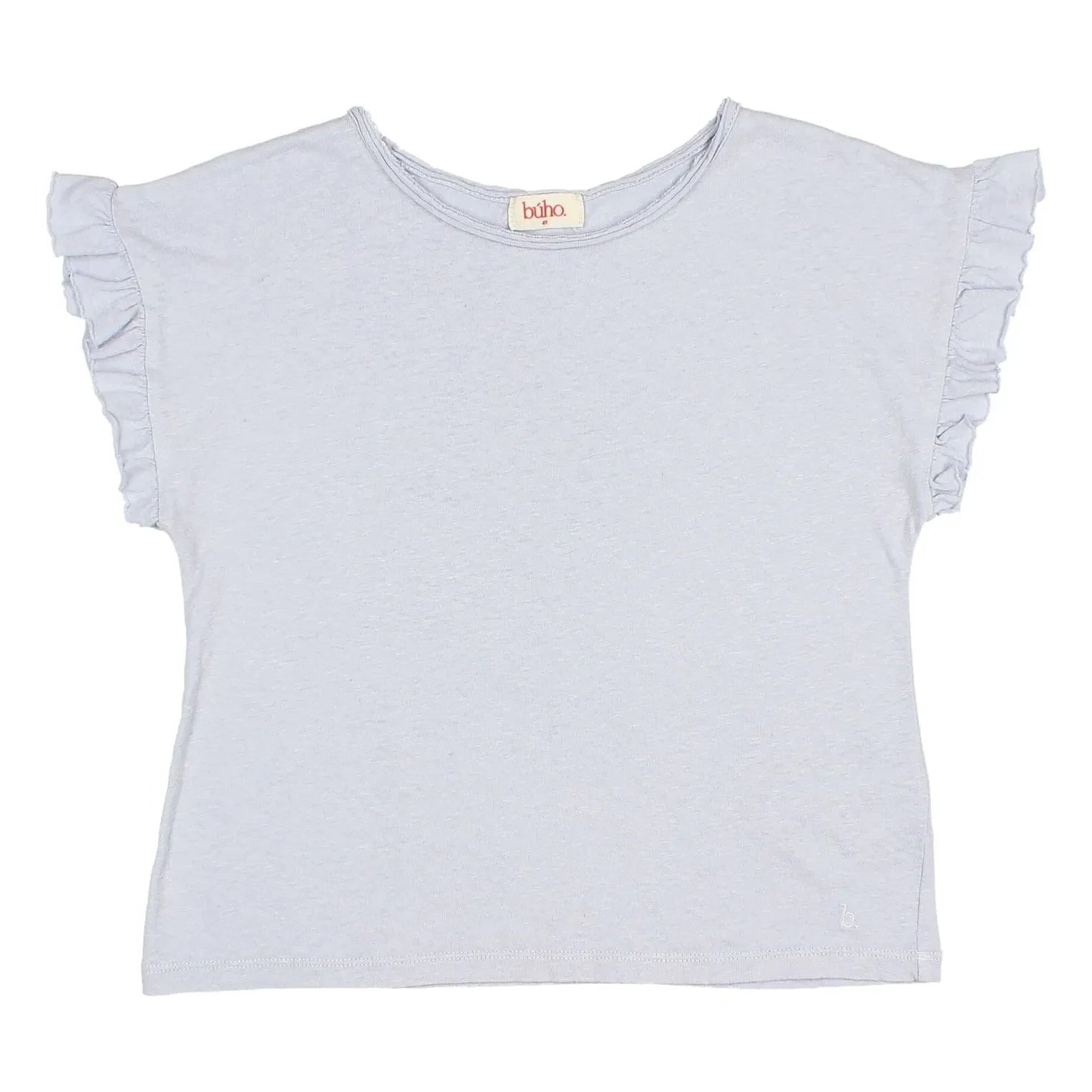 Búho - Linen Ruffled T-Shirt | Light Blue