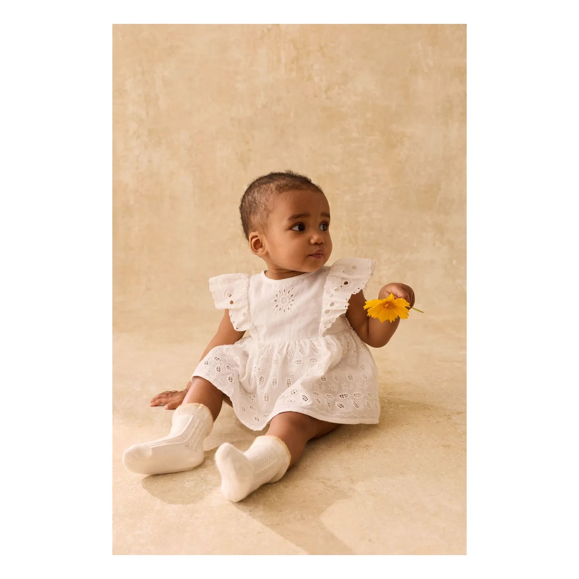 Louise Misha - Lenali Embroidered Organic Cotton Romper Dress | White