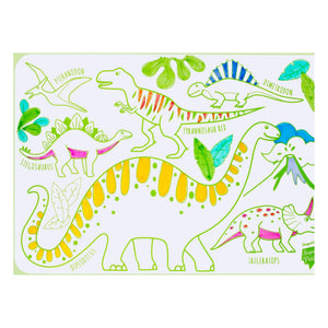 Superpetit - 4 Felt-tip Pen Double-sided Mini Coloring American Serviette - Dinosaur