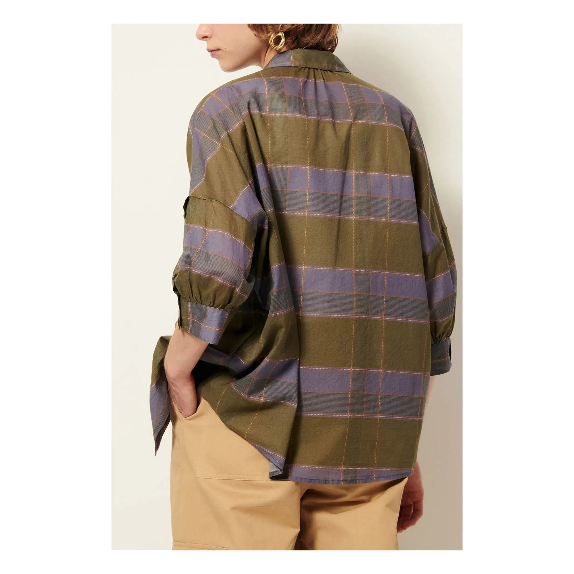 Sessùn - Valea Cotton Checkered Shirt | Khaki