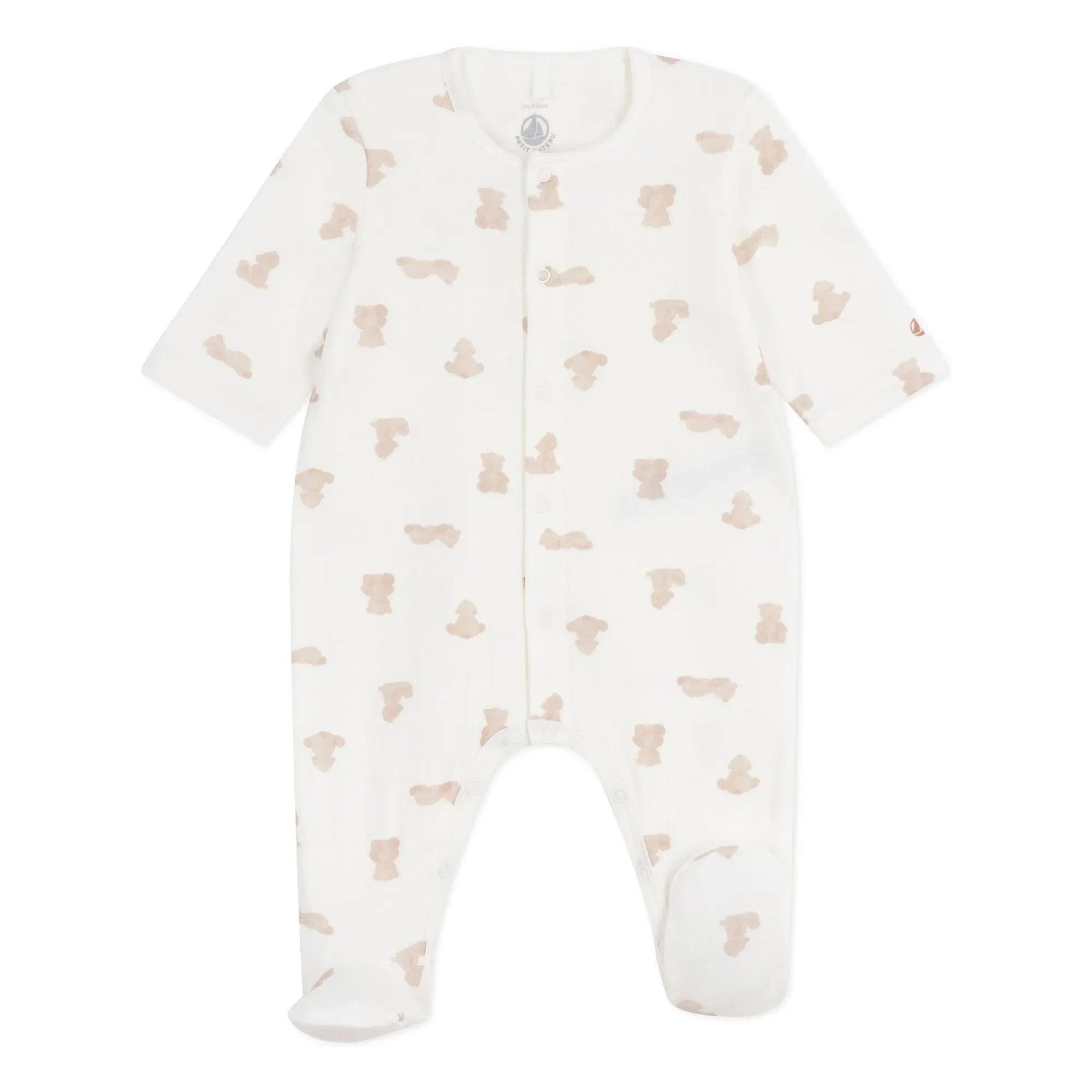 Petit Bateau - Teddy Bear Organic Cotton Pajama | White