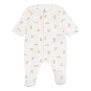 Petit Bateau - Teddy Bear Organic Cotton Pajama | White