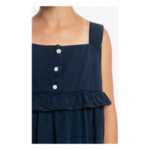 Matona - Mi-Long Ruffle Dress Organic Cotton | Navy Blue