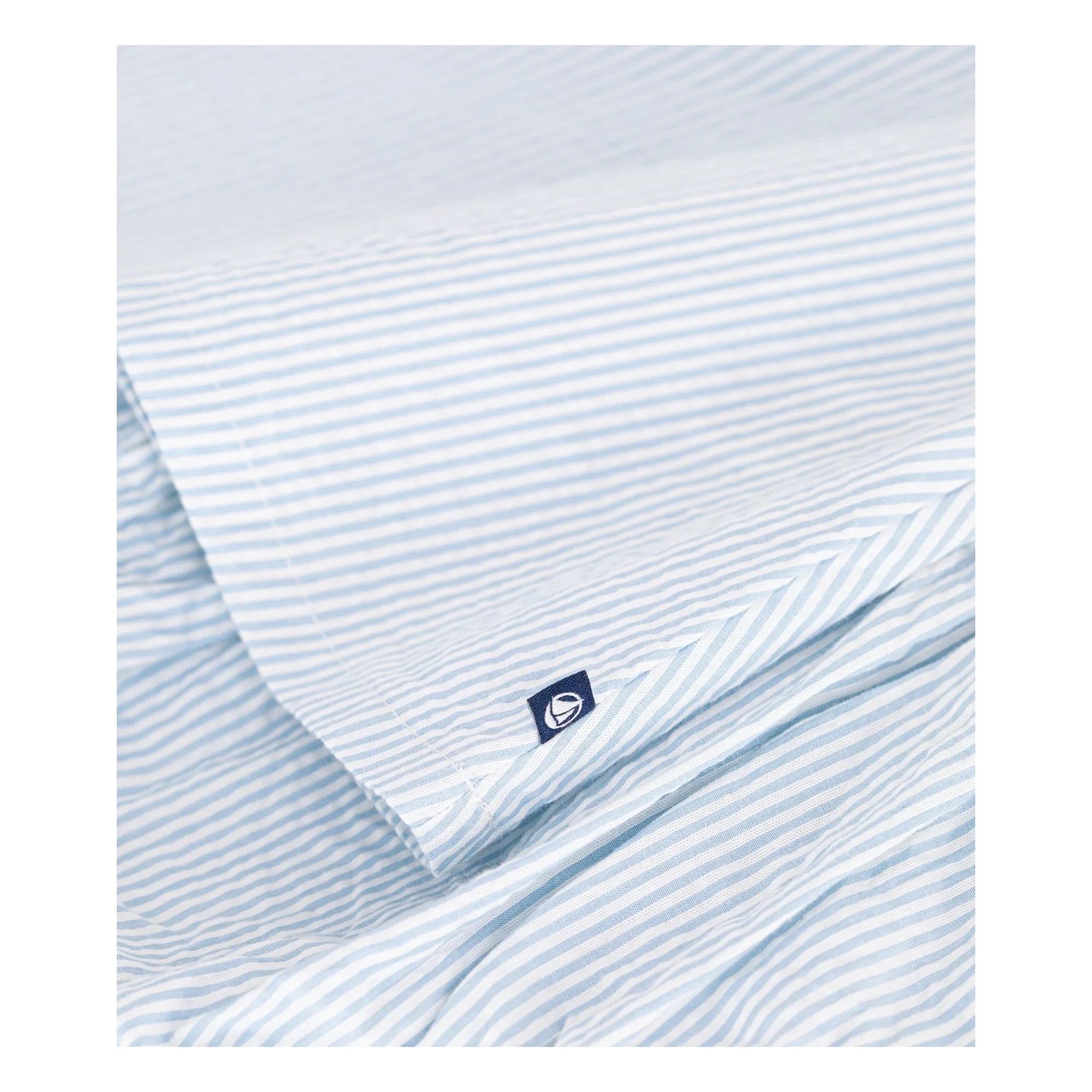 Petit Bateau - Striped Seersucker Organic Cotton Collar and Bloomer Dress Set | Blue