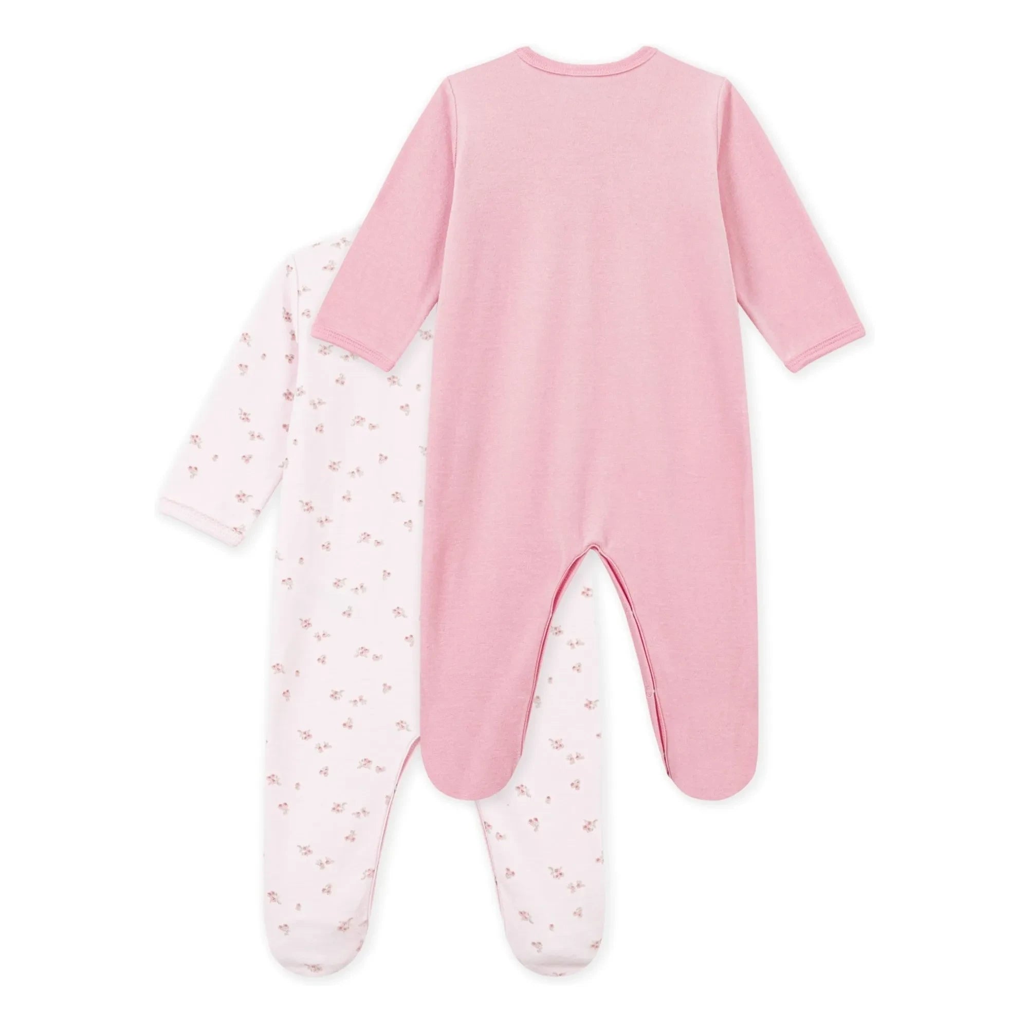 Petit Bateau - 2’li Pijama Seti Dors Bien Fleuris Kadife Organik Pamuk | Pembe