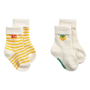 Bobo Choses - Set of 2 Pairs of Organic Cotton Strawberry Print Socks | Yellow