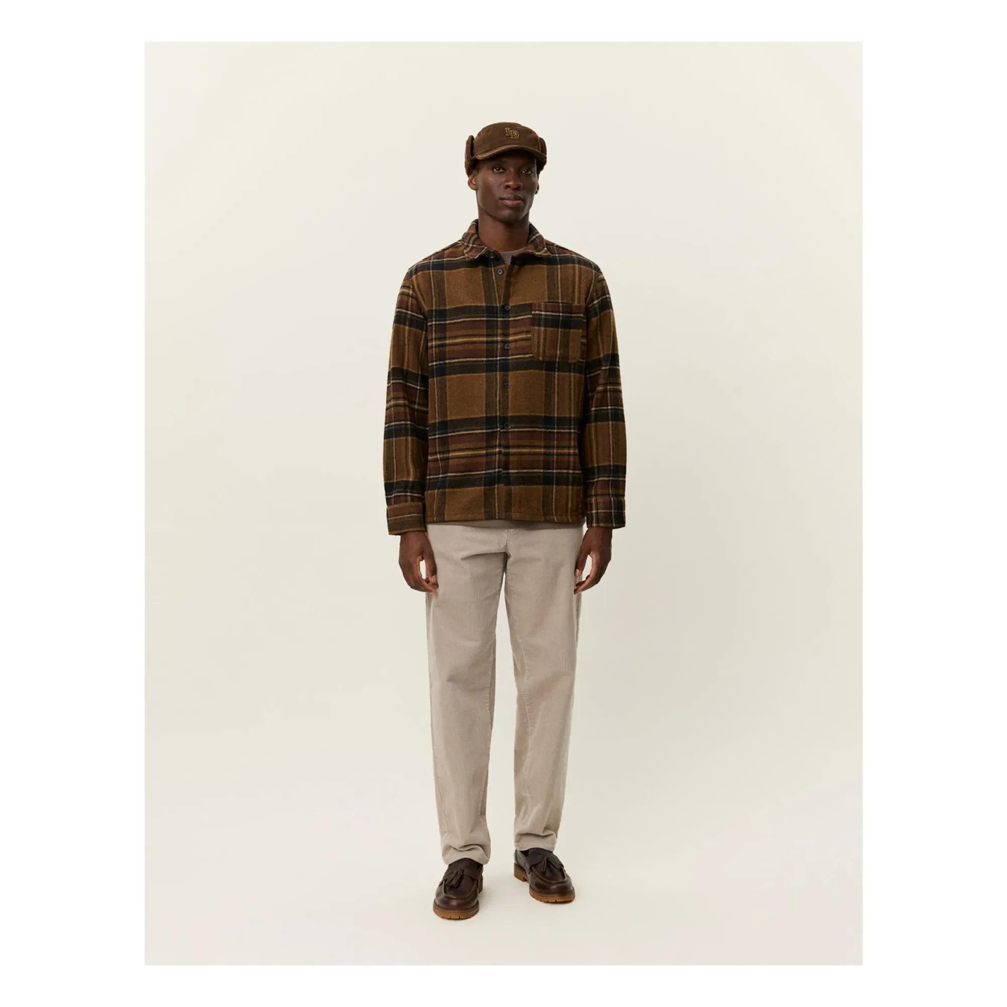 Les Deux - Checkered wool overshirt | Brown