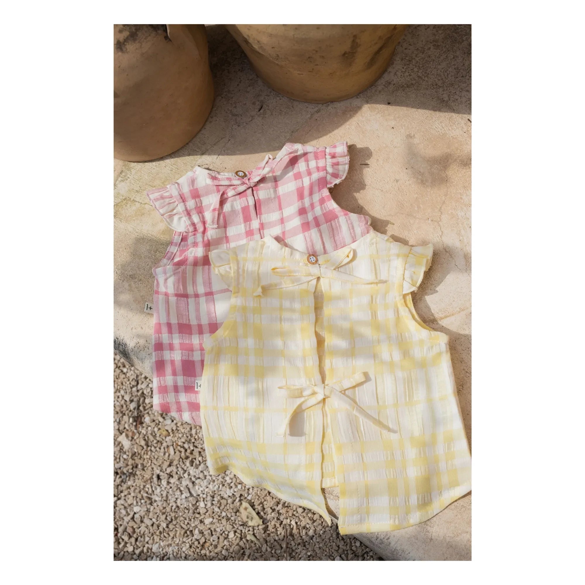 1+ in the family - Ferrosa Linen Check Blouse | Yellow