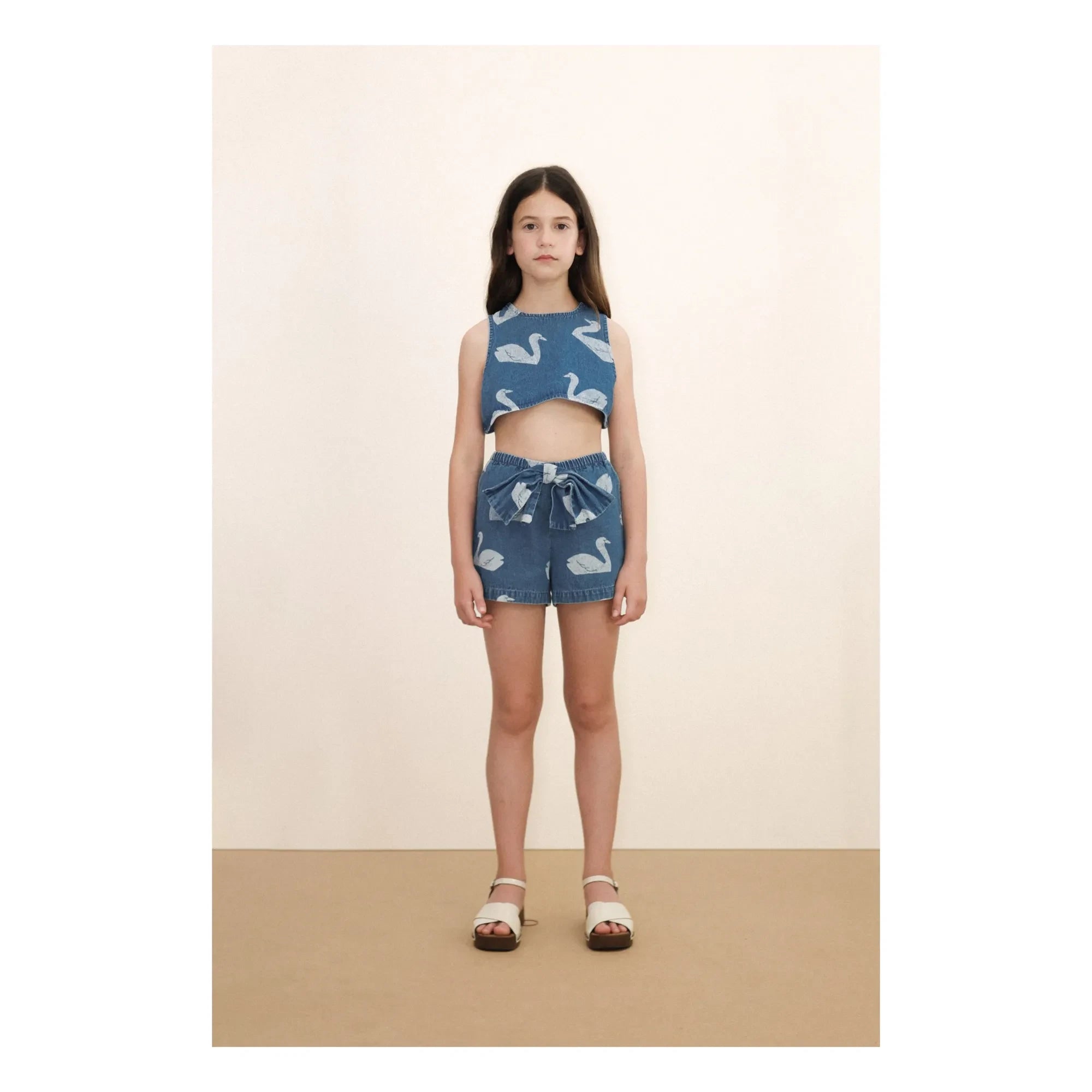 Tinycottons - Crop Top Denim Swans | Mavi