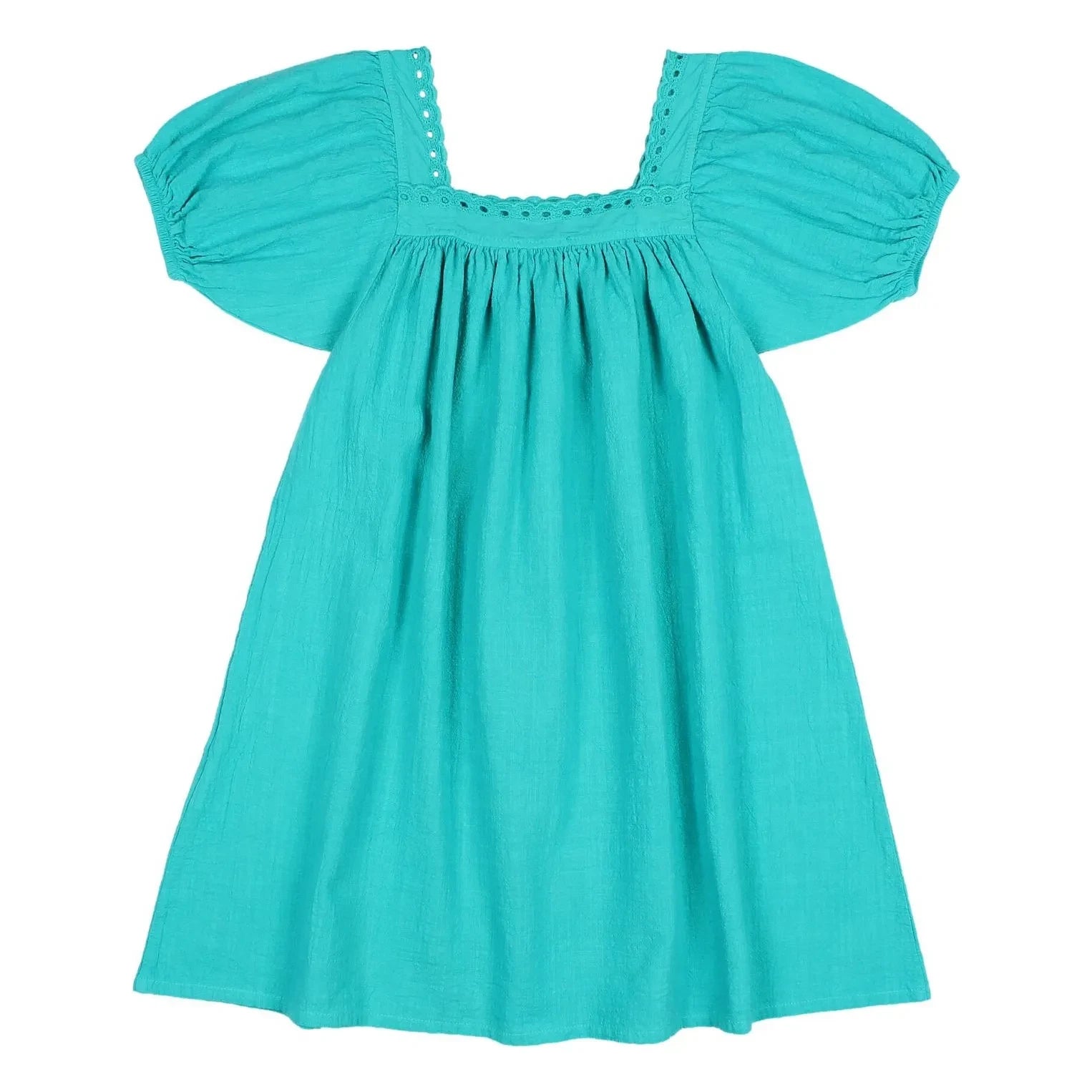 Búho - Organic Cotton Lace Dress | Turquoise