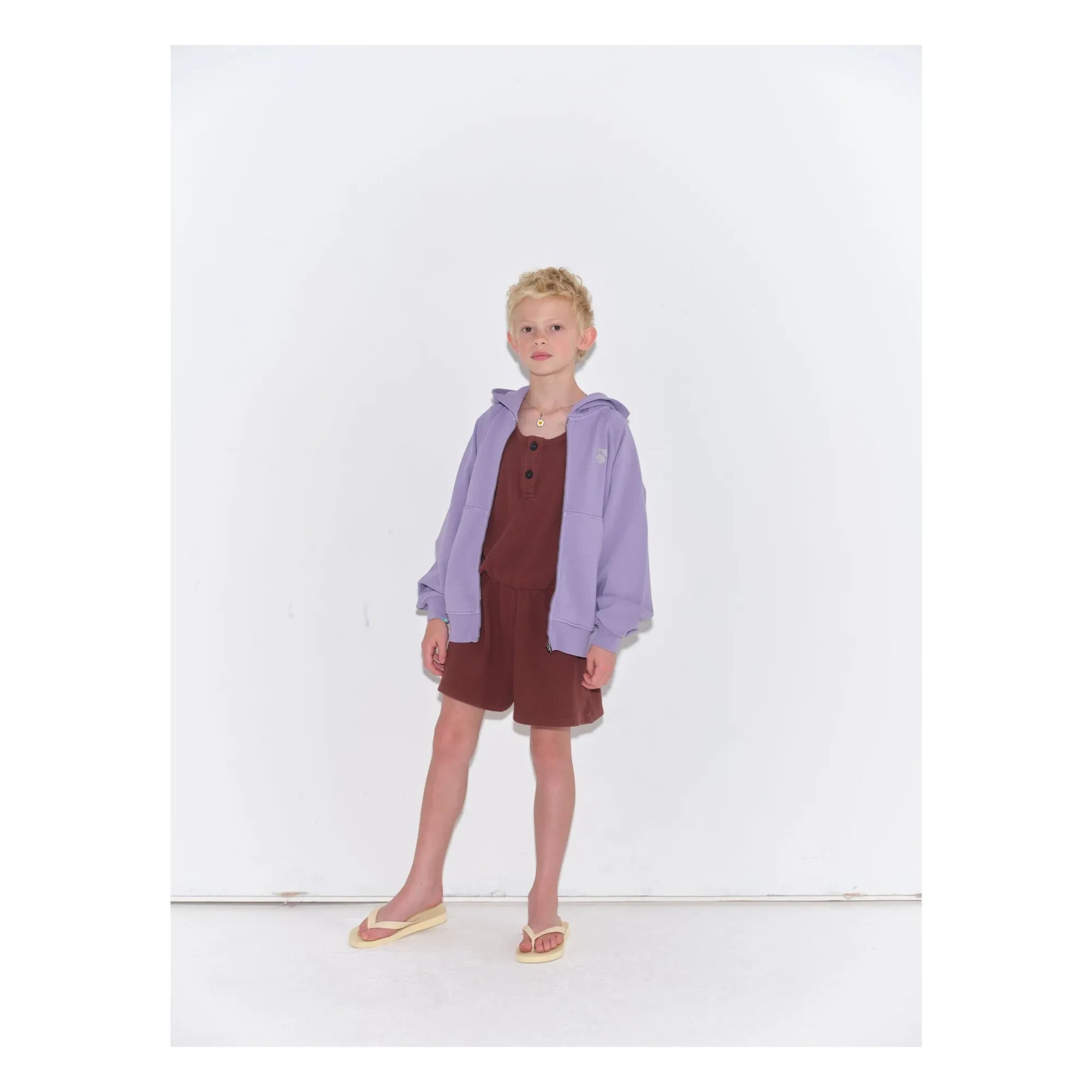 Main Story - Organic Cotton Buttoned Romper | Chocolate
