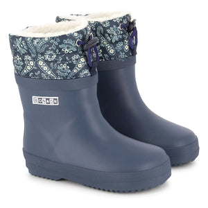 Bonton - Ploc Faux Fur Rain Boots | Navy Blue