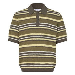 Samsoe Samsoe - Samarco Striped Knitted Polo | Khaki